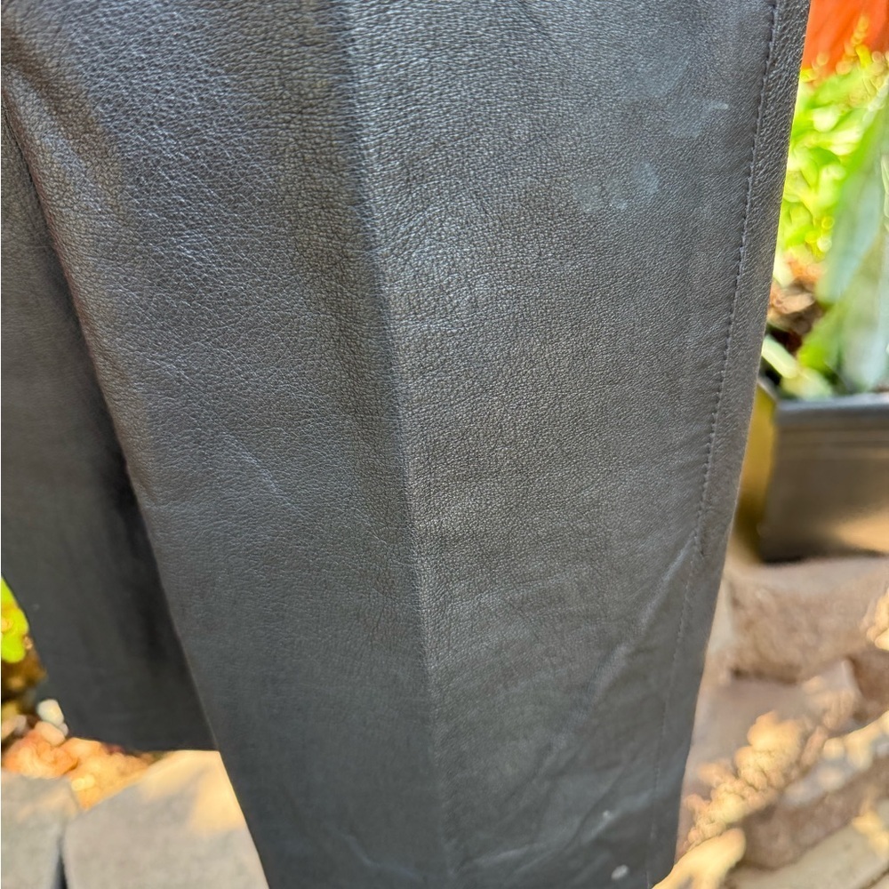 Vintage Black Straight Leg Leather Pants - Picture 9 of 11